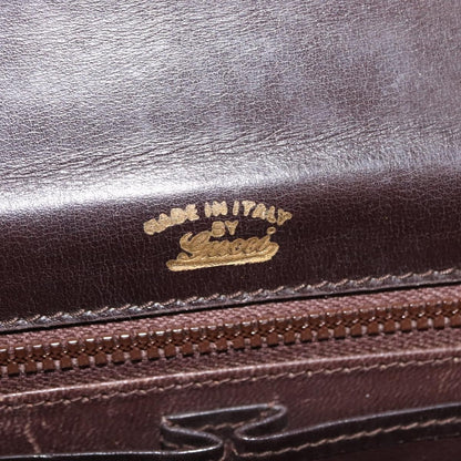 Gucci GUCCI Shoulder Bag Leather Brown gold Authentic fm4925