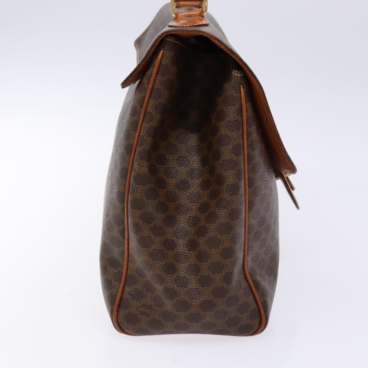 Celine CELINE Macadam Canvas Hand Bag PVC Leather Brown Gold Authentic bs28733