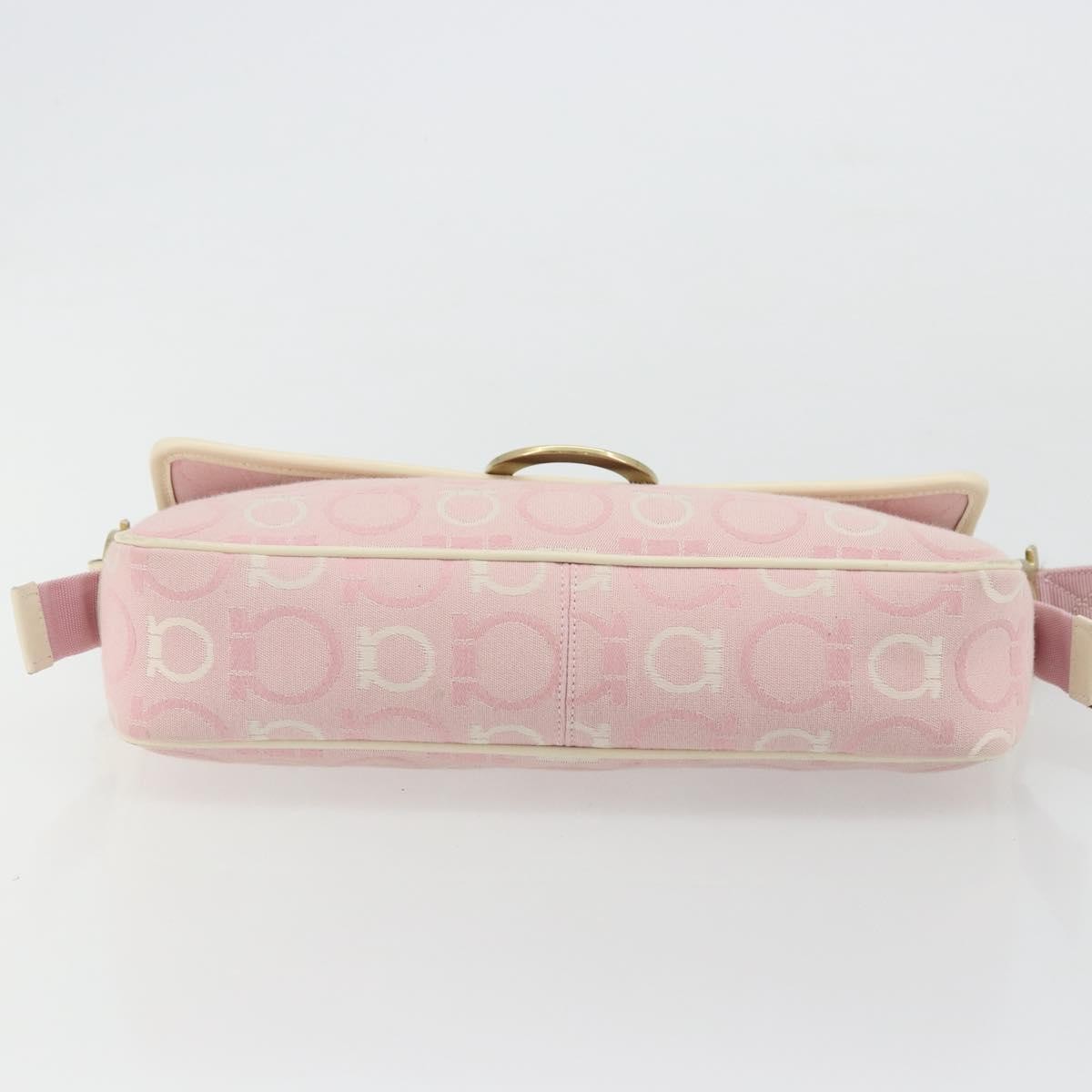 Salvatore Ferragamo Salvatore Ferragamo Gancini Shoulder Bag Canvas Pink Gold Authentic BA12412