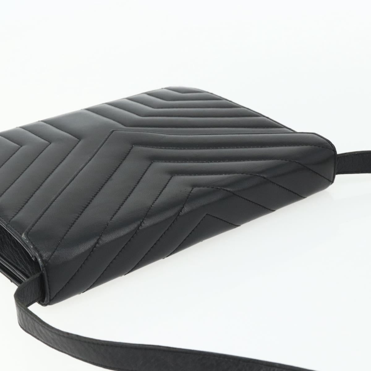 Saint Laurent SAINT LAURENT Shoulder Bag Leather Black Silver Authentic 176228