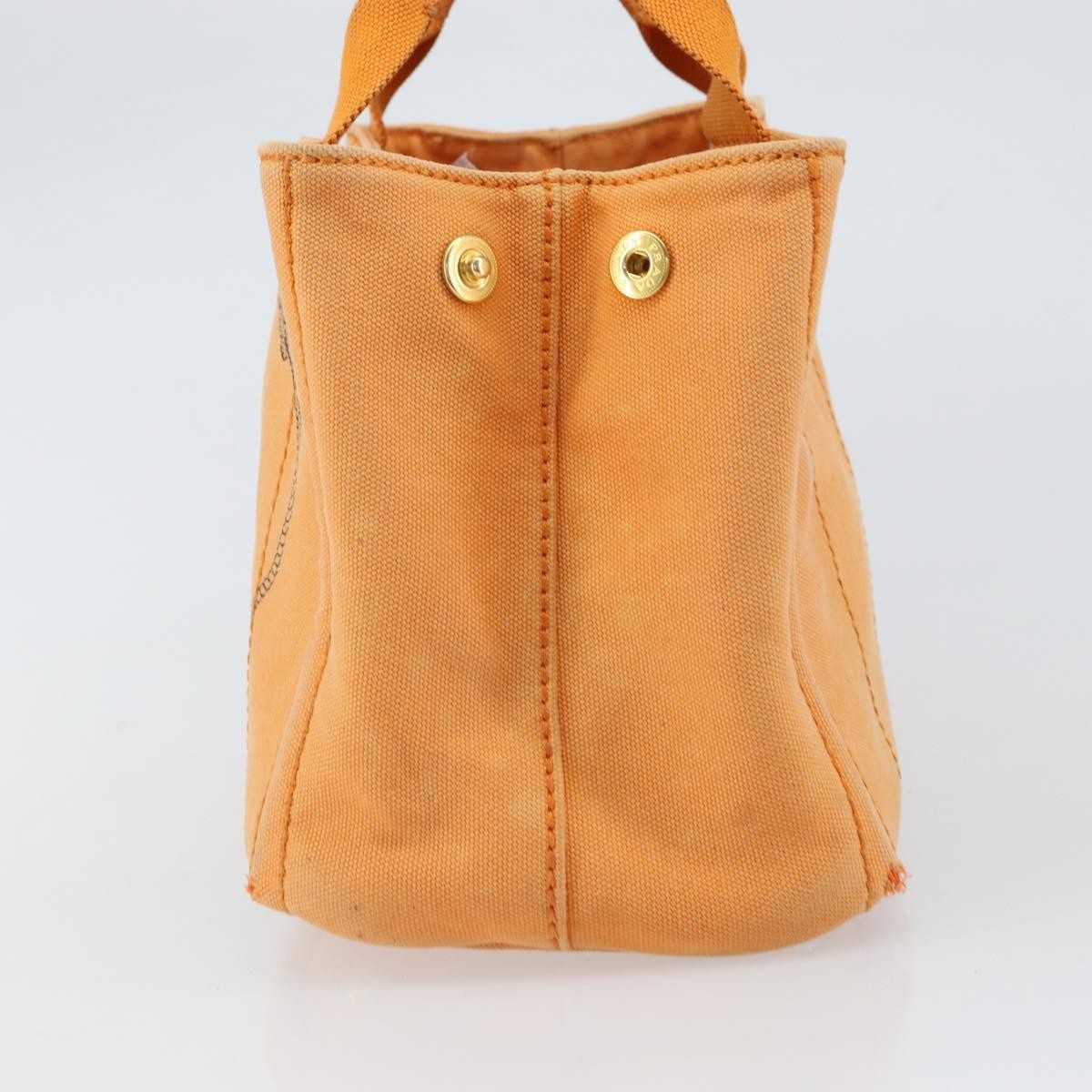 Prada PRADA Canapa PM Hand Bag Canvas Orange Gold Authentic 164219