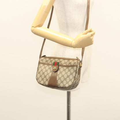 Gucci GUCCI GG Supreme Web Sherry Line Bag PVC Beige Gold 89 02 032 Authentic 128996