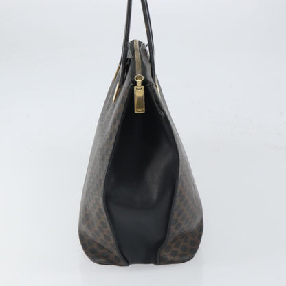Celine CELINE Macadam Canvas Tote Bag PVC Leather Black Gold Authentic 168706