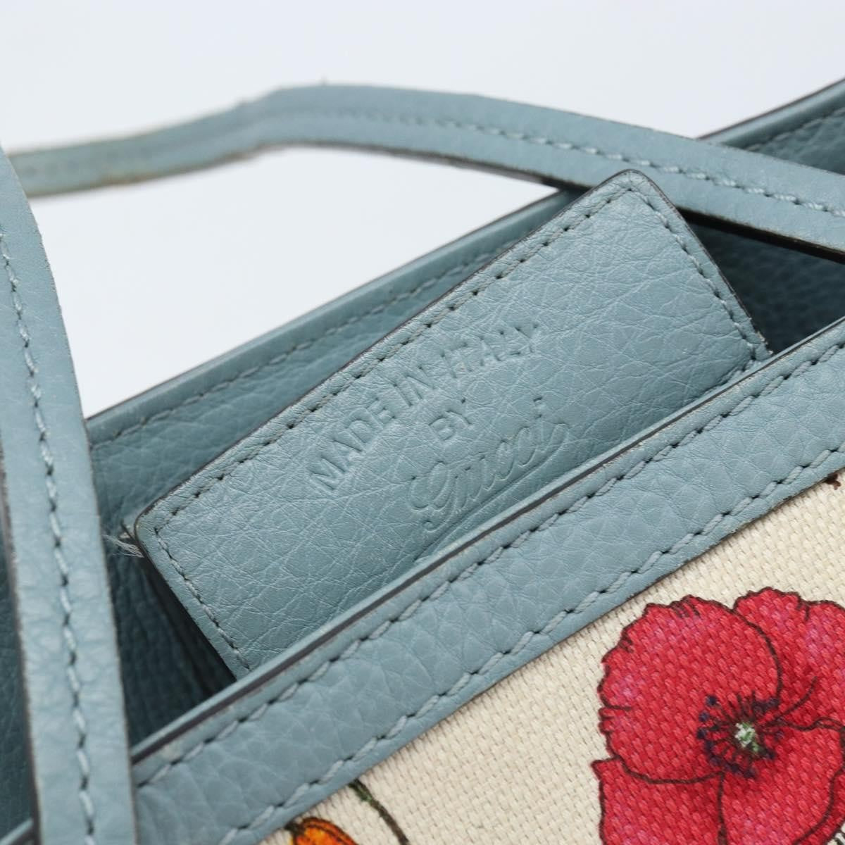 Gucci GUCCI Bamboo Flora Tote Bag Canvas Multicolor Gold 358470 Authentic hk3538