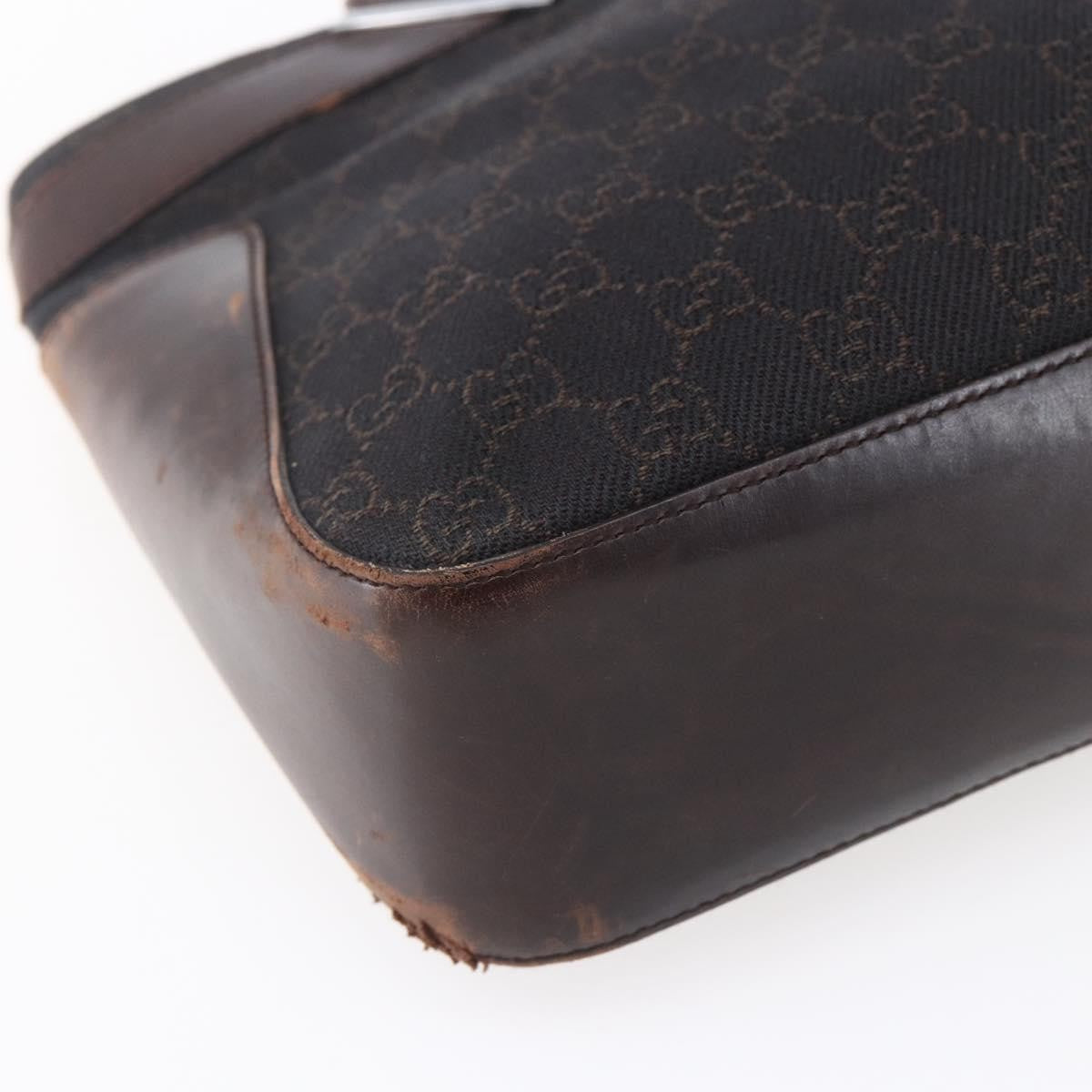 Gucci GUCCI GG Canvas Hand Bag Dark Brown Gold 73983 Authentic 151009