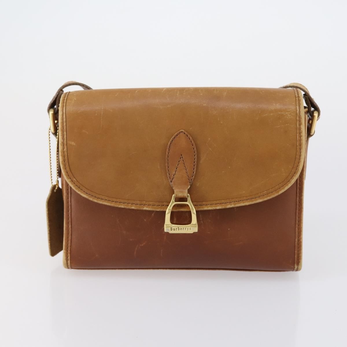 Burberry BURBERRY Nova Check Hand Bag Nylon Leather 2 Set Beige Brown Authentic 150325