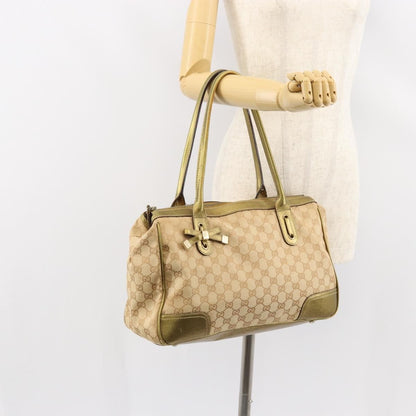 Gucci GUCCI GG Canvas Shoulder Bag Beige Gold 177052 Authentic 121395