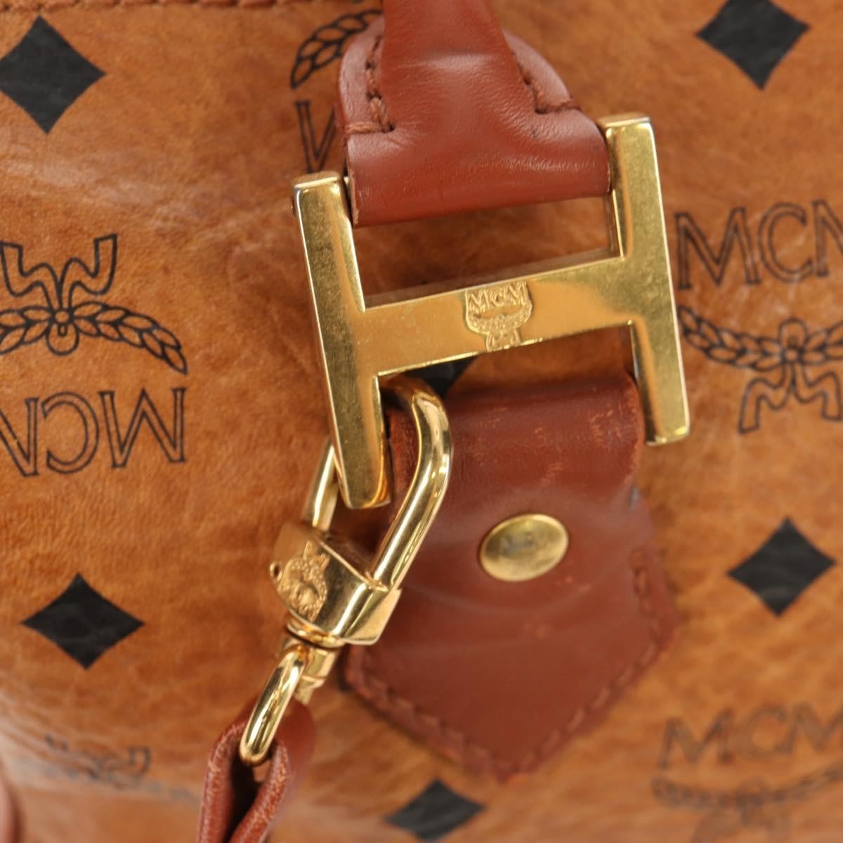 MCM MCM Logogram Vicetos Hand Bag PVC Leather 2way Brown Gold Authentic 158823