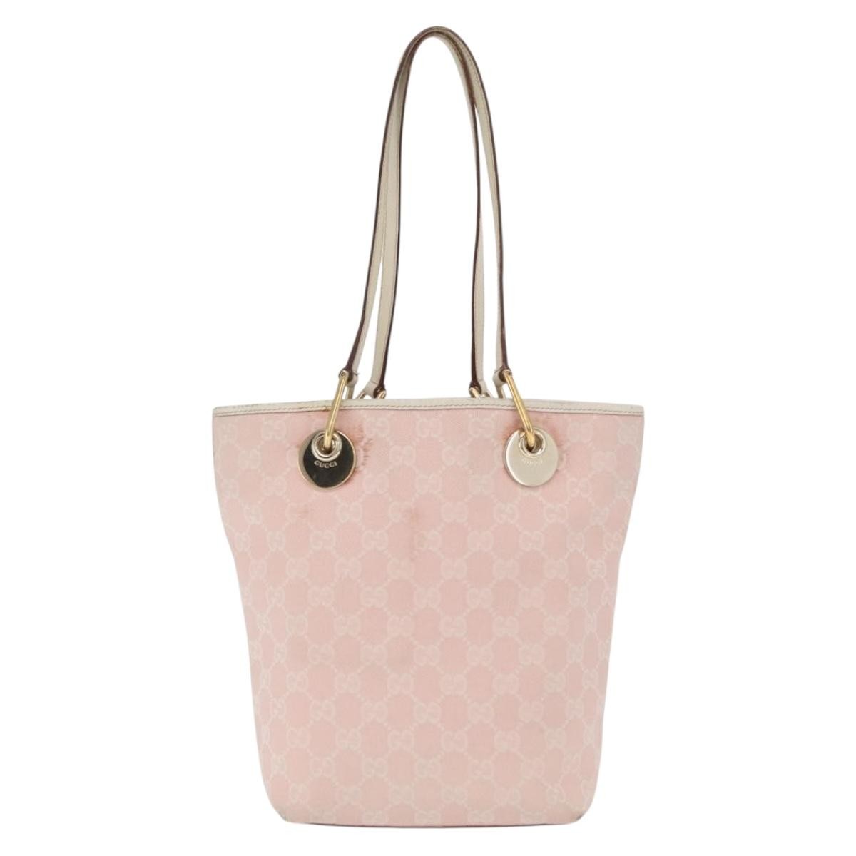 Gucci GUCCI GG Canvas Tote Bag Pink Gold 120840 Authentic 159575