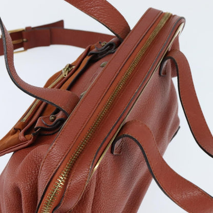 Chloé Chloé Chloe Hand Bag Leather 2way Orange Gold Authentic BA7366