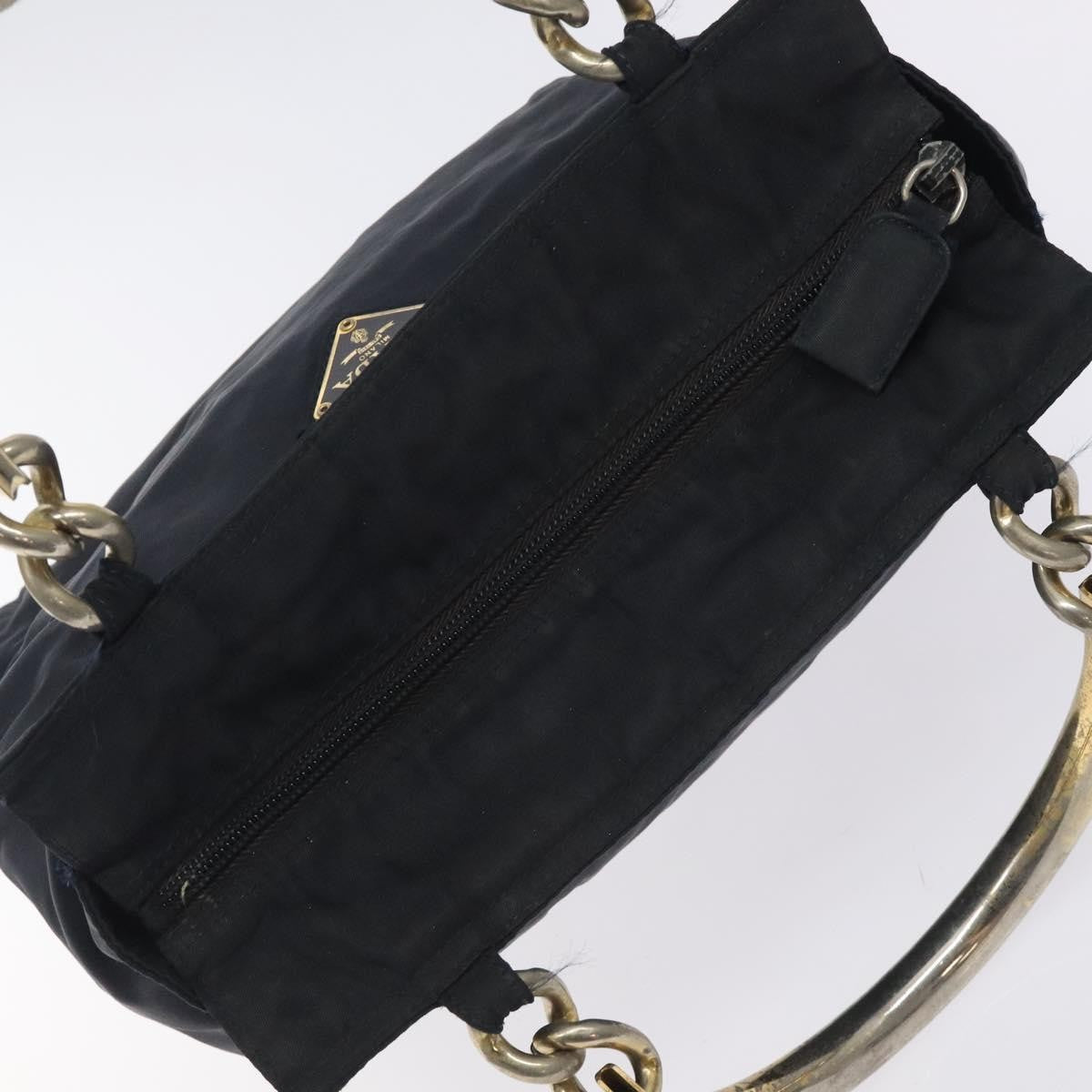 Prada PRADA Hand Bag Nylon Black Gold Authentic 127868