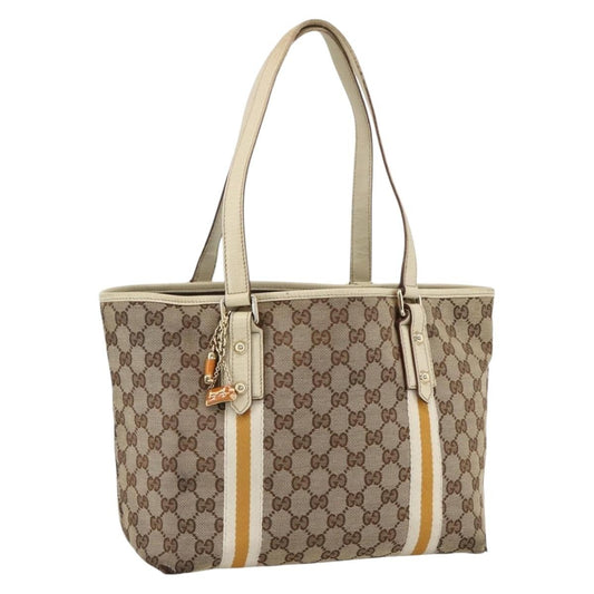 Gucci GUCCI GG Canvas Sherry Line Hand Bag Beige Gold 137396 Authentic ep13635