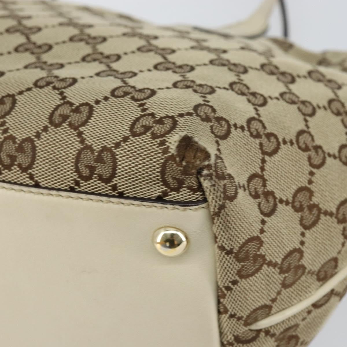 Gucci GUCCI GG Canvas Newbrit Tote Bag Beige Gold 169946 Authentic gh1314