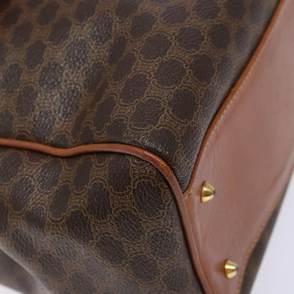Celine CELINE Macadam Canvas Hand Bag PVC Leather Brown Gold Authentic bs28733
