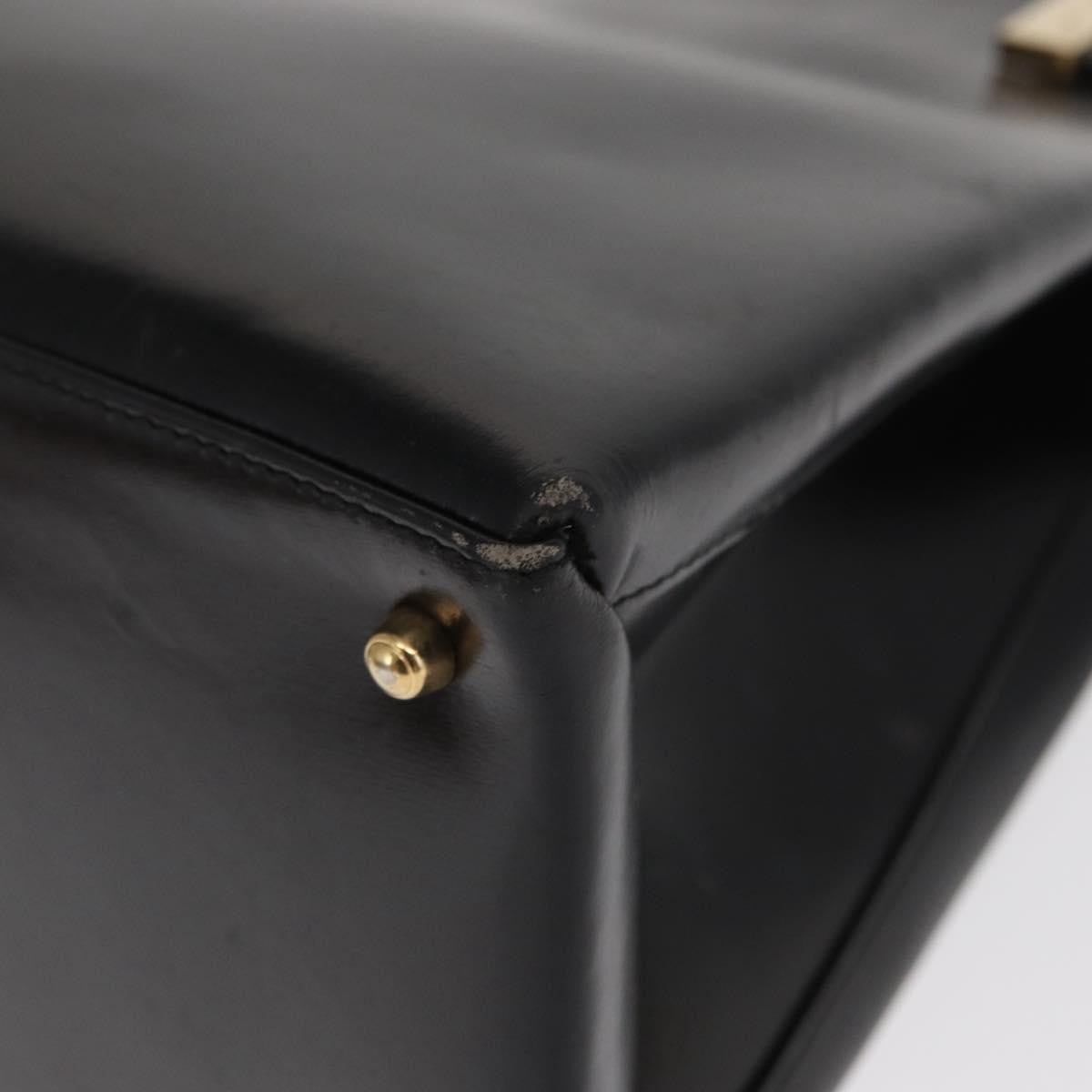 Gucci GUCCI Hand Bag Leather Black Gold Authentic BA9107