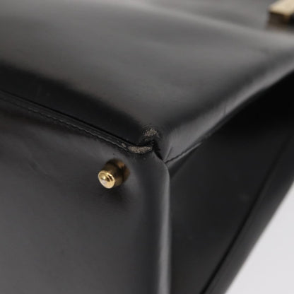 Gucci GUCCI Hand Bag Leather Black Gold Authentic BA9107