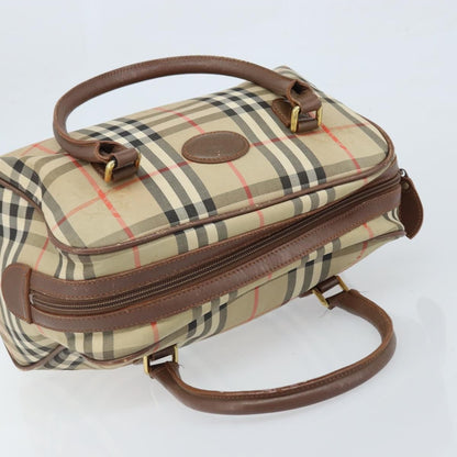 Burberry BURBERRY Nova Check Hand Bag Canvas Gold Beige Authentic bs33928