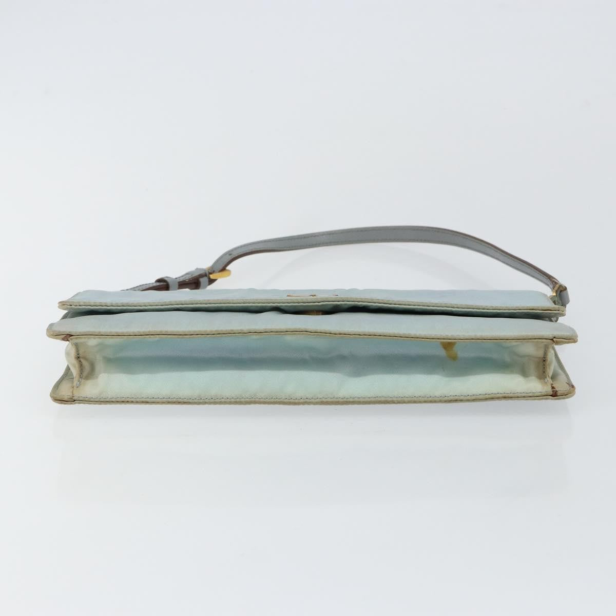 Prada PRADA Shoulder Bag Nylon Light Blue Gold Authentic 143505