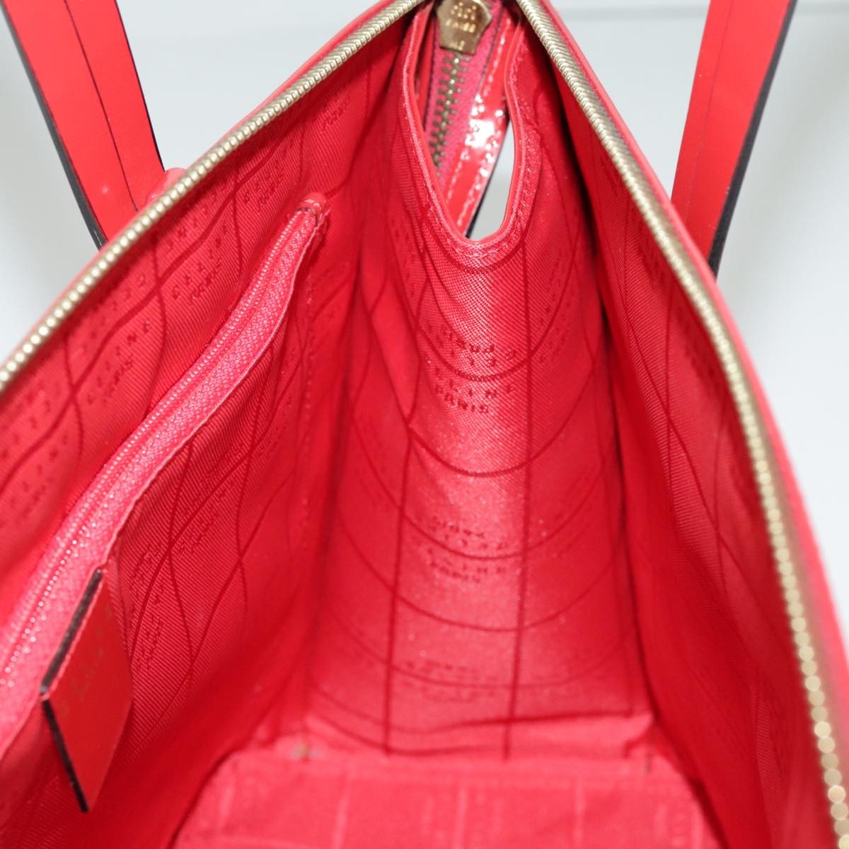Celine CELINE Hand Bag Patent leather Red Gold Authentic 96786