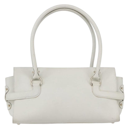 Salvatore Ferragamo Salvatore Ferragamo Gancini Shoulder Bag Leather White Gold Authentic 154689