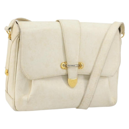Gucci GUCCI Shoulder Bag Leather White Gold Authentic BAZ692