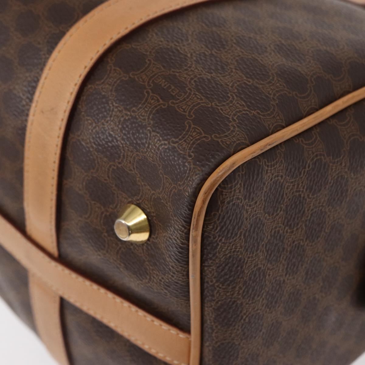 Celine CELINE Macadam Canvas Boston Bag PVC Brown Gold Authentic 152724