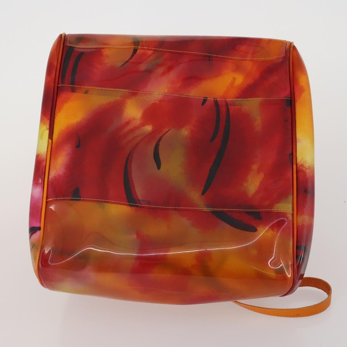 Dior Christian Dior Hand Bag Vinyl Orange Authentic 177521