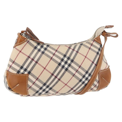 Burberry BURBERRY Nova Check Blue Label Shoulder Bag Canvas Beige Silver Authentic 179380A