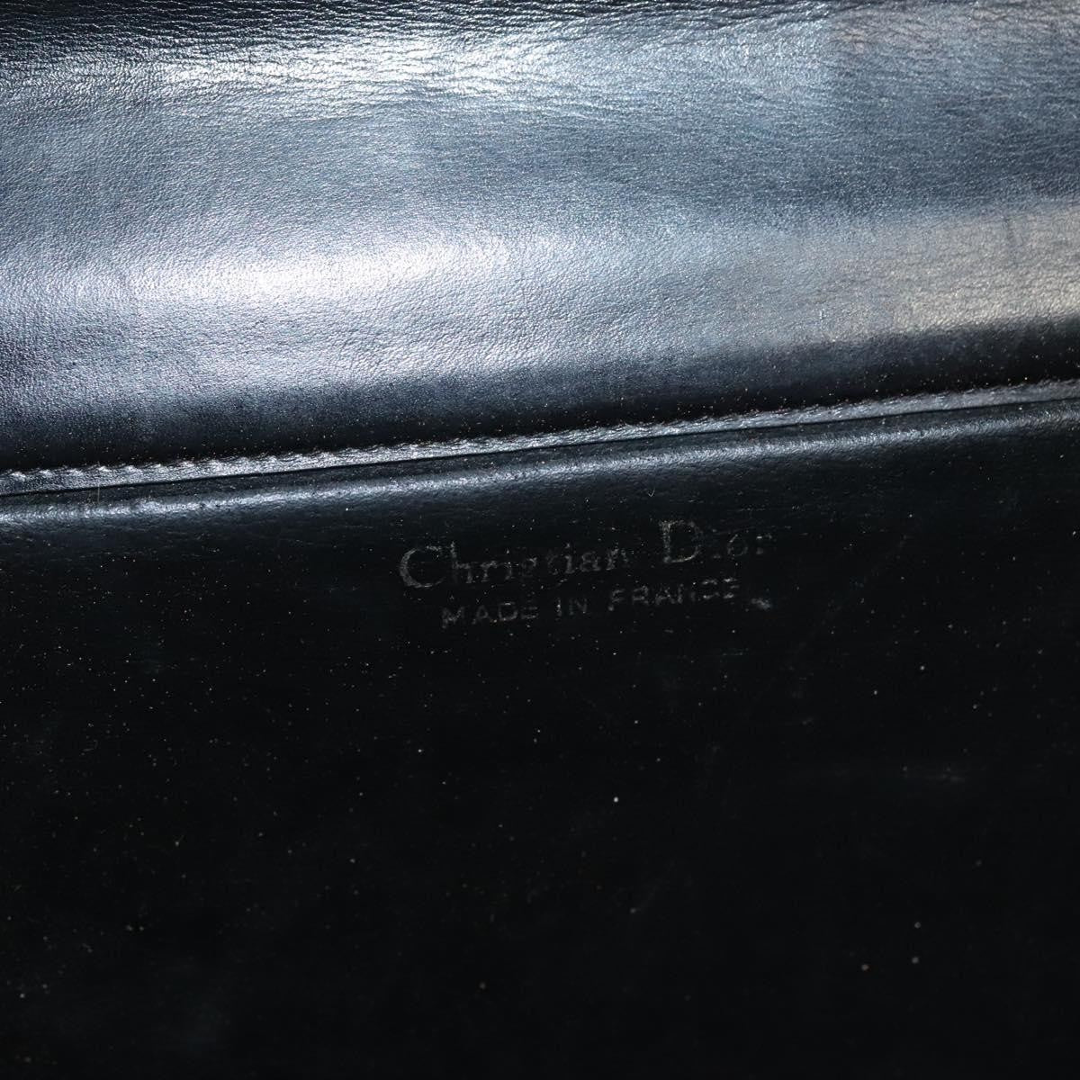 Dior Christian Dior Chain Shoulder Bag Leather Black Gold Authentic BA2045