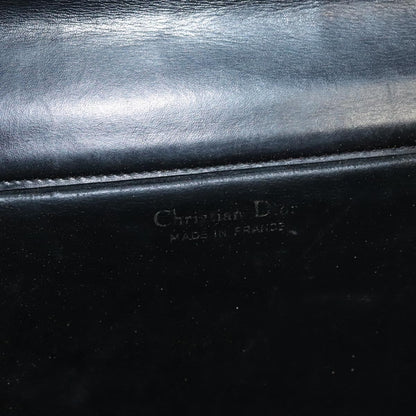 Dior Christian Dior Chain Shoulder Bag Leather Black Gold Authentic BA2045