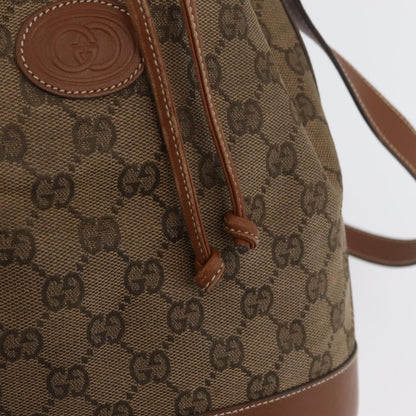 Gucci GUCCI GG Canvas Shoulder Bag Beige Gold Authentic BA10397