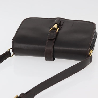 Gucci GUCCI Shoulder Bag Leather Brown Gold Authentic ep14284