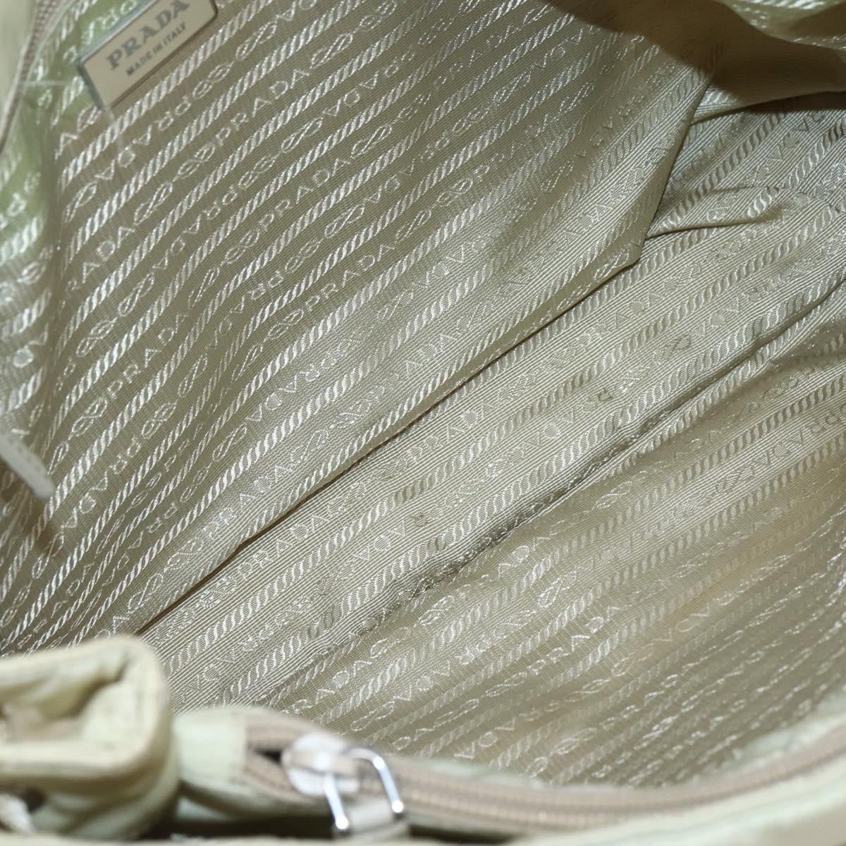 Prada PRADA Tote Bag Nylon Beige Silver Authentic mr1510