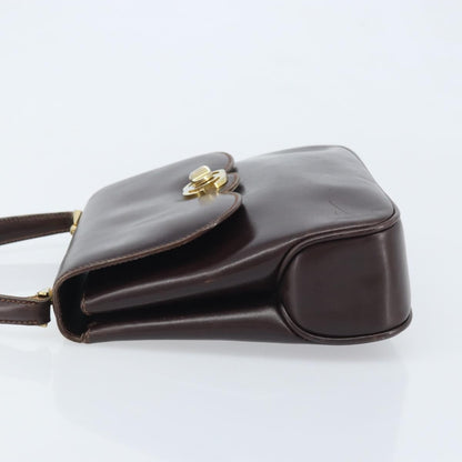 Gucci GUCCI Hand Bag Leather Brown Gold Authentic BAZ167