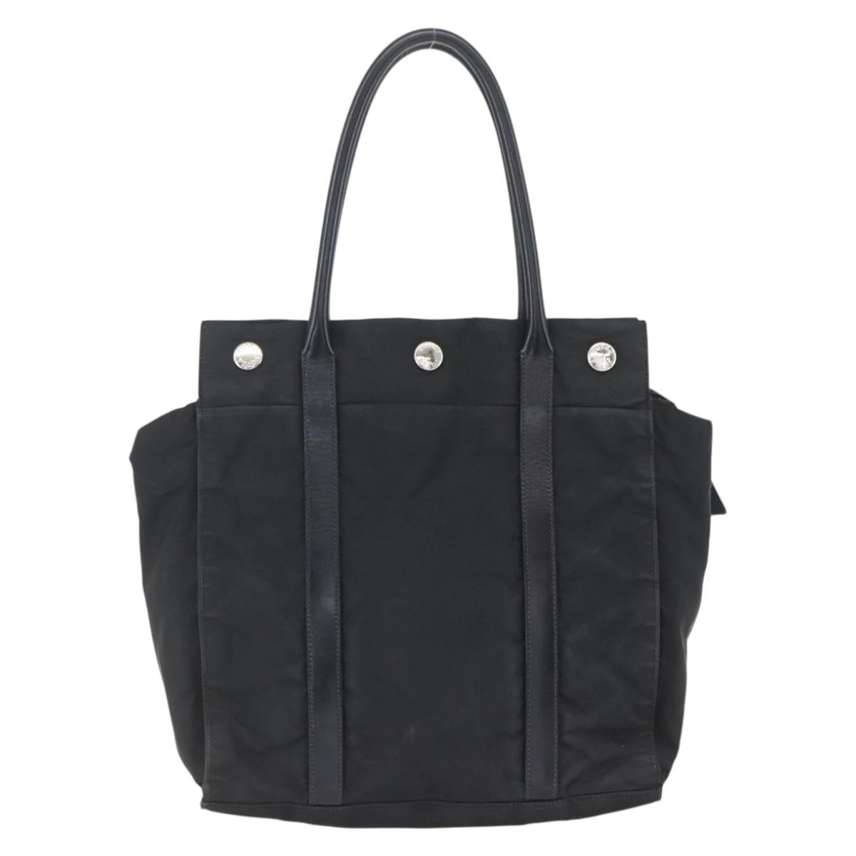 Prada PRADA Hand Bag Nylon Black Silver Authentic 153784