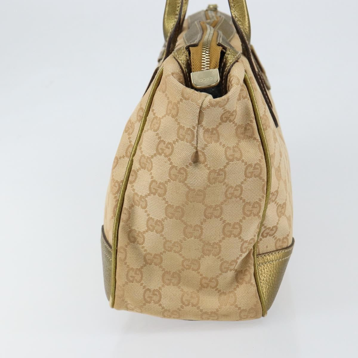 Gucci GUCCI GG Canvas Shoulder Bag Beige Gold 177052 Authentic 121395