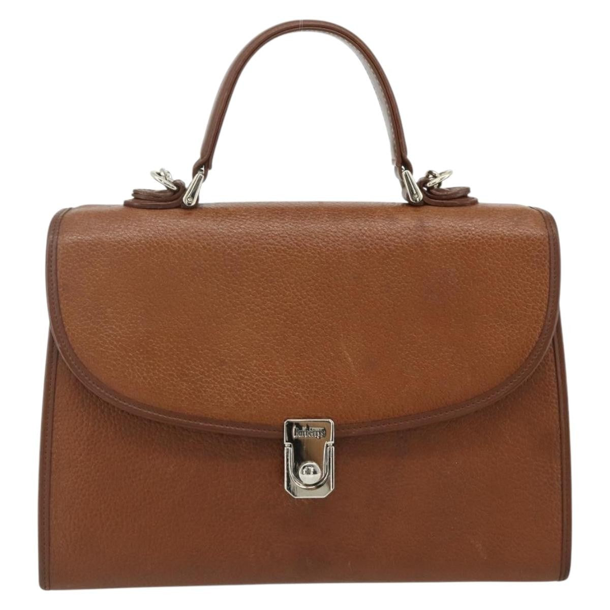Burberrys Burberrys Hand Bag Leather 2way Brown Gold Authentic 178273