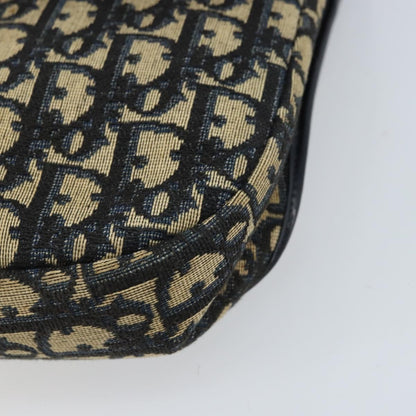 Dior Christian Dior Trotter Canvas Shoulder Bag Navy Gold Authentic gh1790