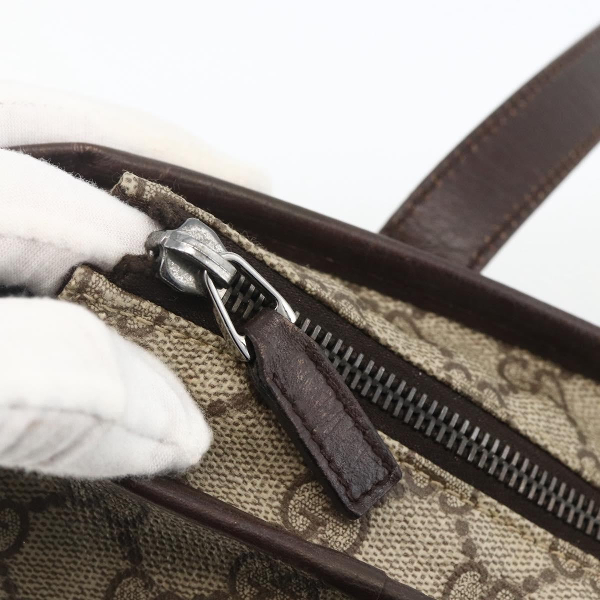 Gucci GUCCI GG Supreme Hand Bag PVC Beige Silver 181086 Authentic ARZ575