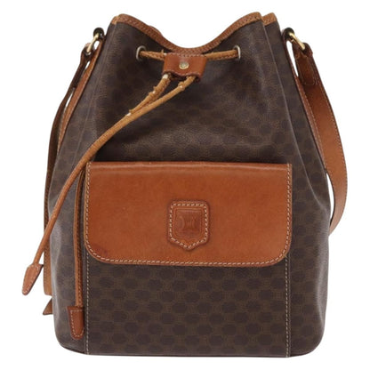 Celine CELINE Macadam Canvas Shoulder Bag PVC Leather 2way Brown Gold Authentic ka784