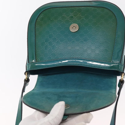 Gucci GUCCI Micro GG Canvas Shoulder Bag Enamel Outlet Turquoise Blue Gold Authentic ka641