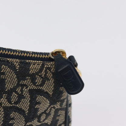 Dior Christian Dior Trotter Canvas Saddle Pouch Hand Bag Navy Gold Authentic bs35277