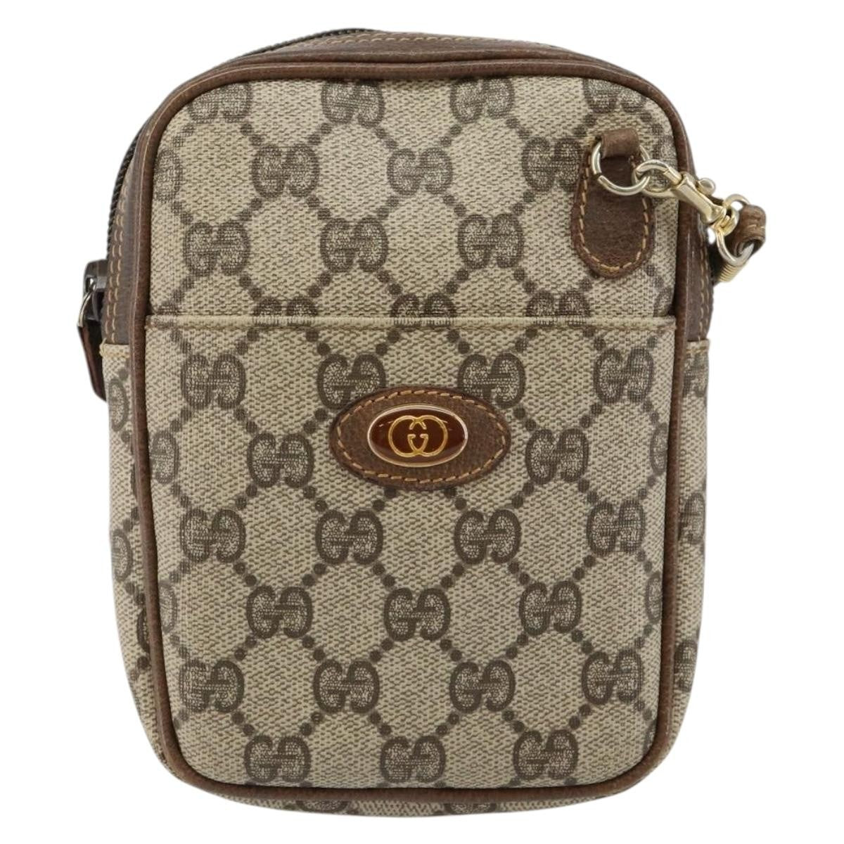 Gucci GUCCI GG Supreme Shoulder Bag PVC Beige Gold Authentic BA6562