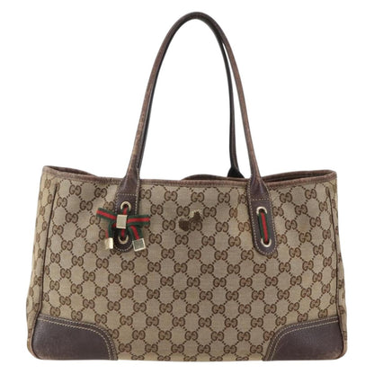 Gucci GUCCI GG Canvas Web Sherry Line Tote Bag Beige Red 163805 Authentic 160574