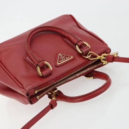 Prada PRADA Hand Bag Safiano leather 2way Red Gold Authentic 179933