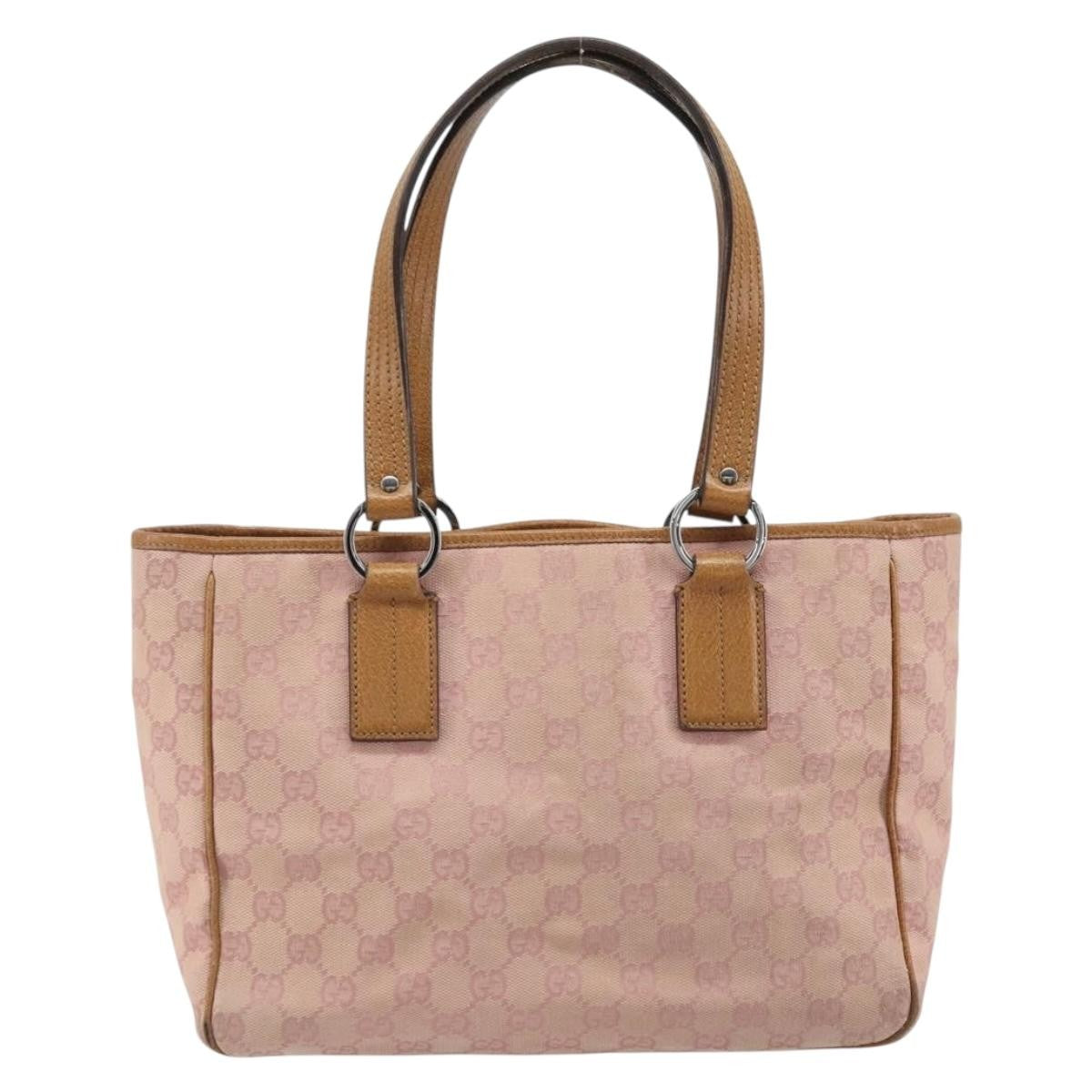 Gucci GUCCI GG Canvas Tote Bag Pink Silver 113019 Authentic AMZ077