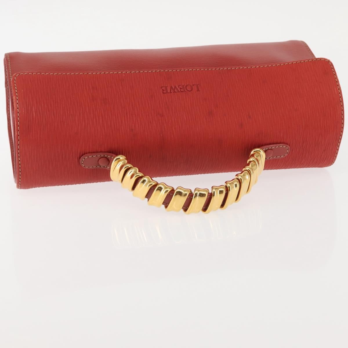 Loewe LOEWE Velazquez Hand Bag Leather Red Gold Authentic BA6367