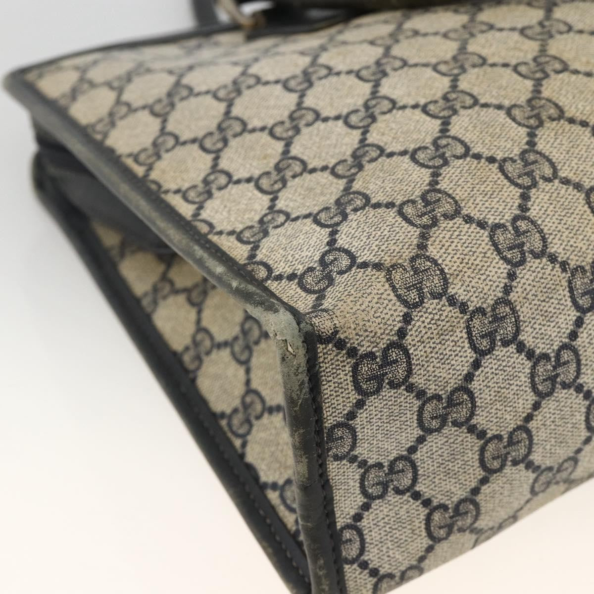 Gucci GUCCI GG Supreme Sherry Line Hand Bag PVC Navy Gold 010 378 Authentic BAZ548