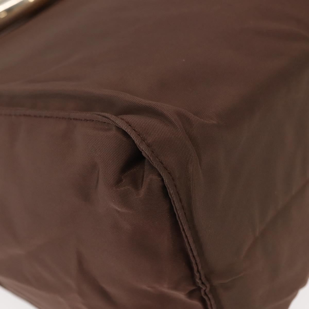 Prada PRADA Hand Bag Nylon Brown Gold Authentic 148292