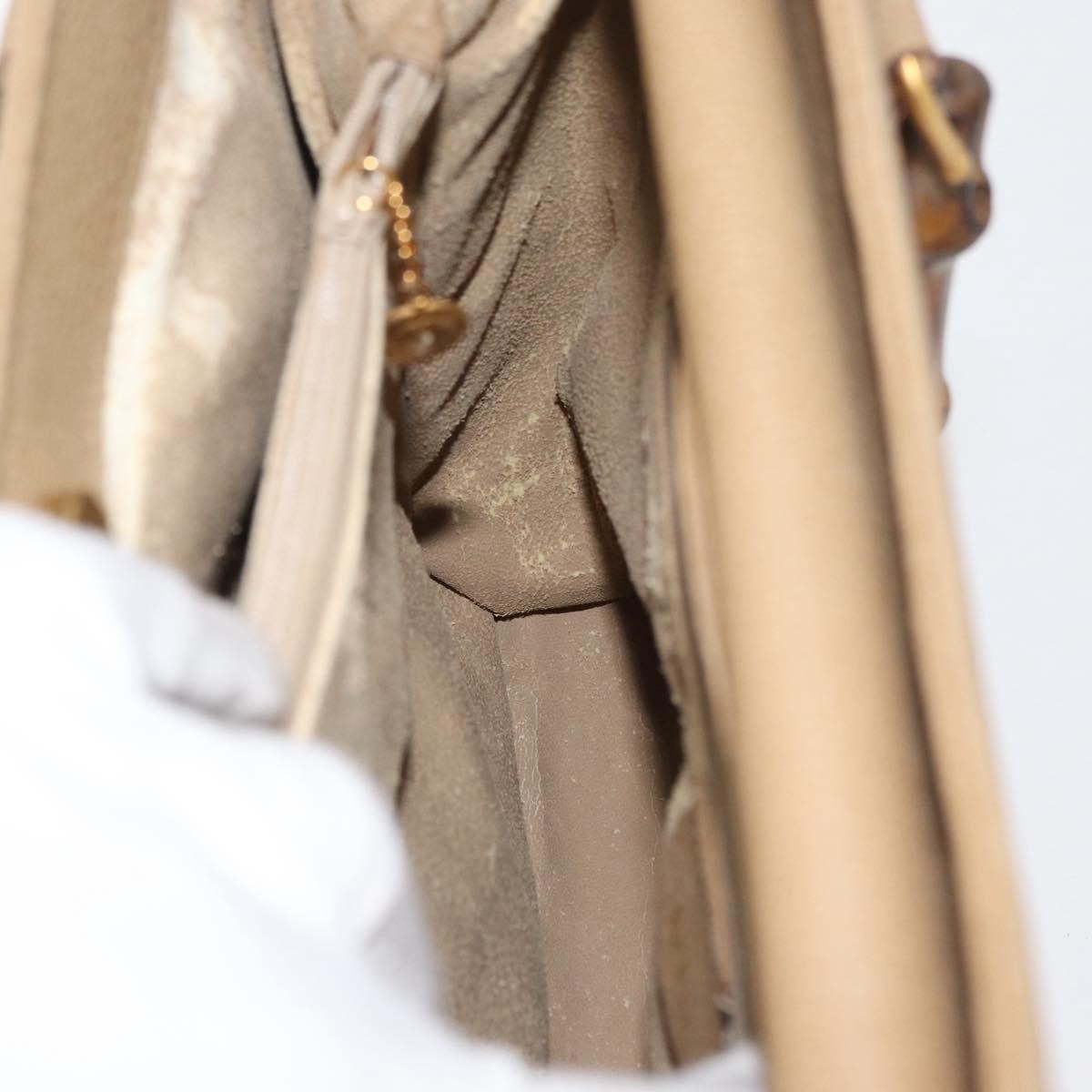 Gucci GUCCI Bamboo Hand Bag Suede Beige Gold 002.0260 Authentic ep14510